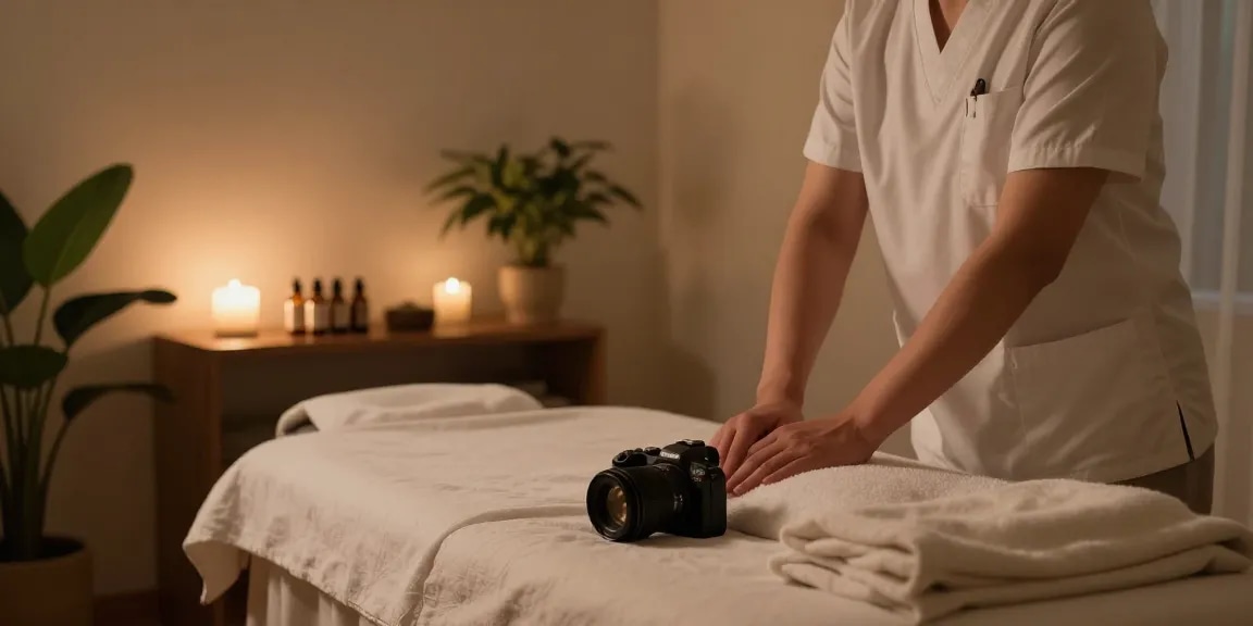 진주마사지로 편안한 마사지실 풍경과 아로마 오일 세팅