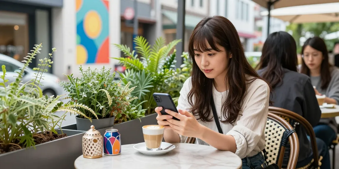 インスタ 日本人 フォロワー 購入を活用する日本のインフルエンサーがカフェでフォロワーと交流しているシーン