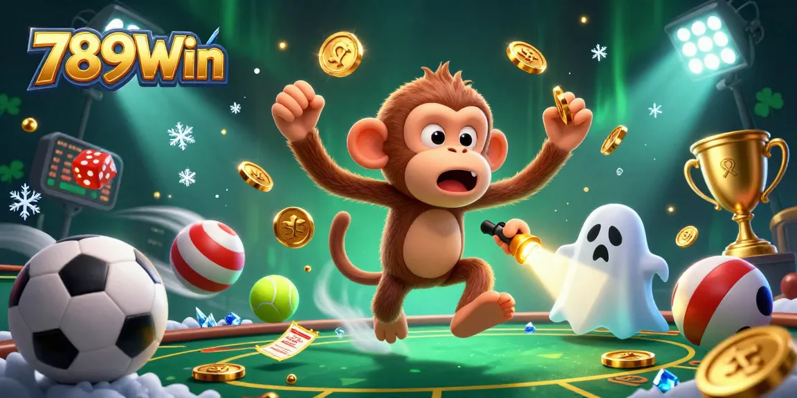 Catch exciting moments at 789Win with a playful poltergeist monkey and ghost-hunting puppy at the casino.