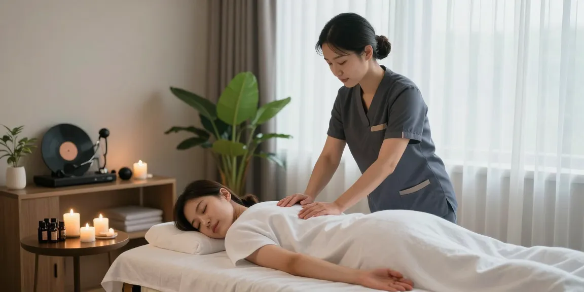 인천출장마사지 전문 관리사가 고객에게 편안한 마사지를 제공하는 모습