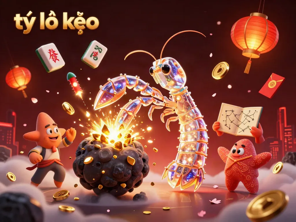 Experience thrilling gambling action with tỷ lệ kèo displayed in a vibrant 3D illustration featuring cosmic elements.