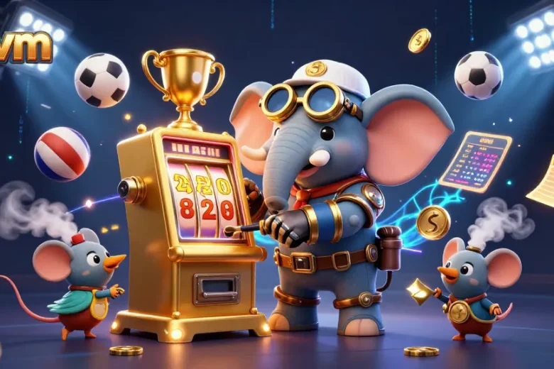 Engage with o8vm's thrilling slot machine experience powered by a steampunk elephant engineer and dynamic sports elements.